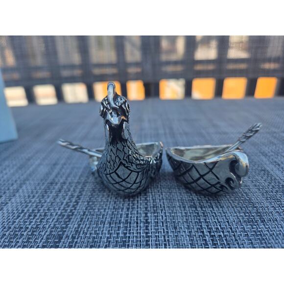 Metal Morphosis By Kaycee Binns Pewter Chicken Salt & Pepper Holder Spoons - Picture 3 of 14